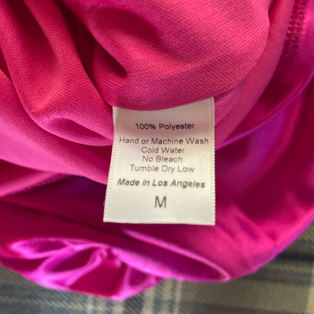 Lucy in the sky Hot Pink Fuschia Cowl Neck satin ruched mini dress - Picture 7 of 7